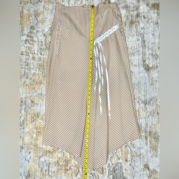 Tibi Midi Skirt Tan with White Stripe Size 2 - Picture 2 of 7
